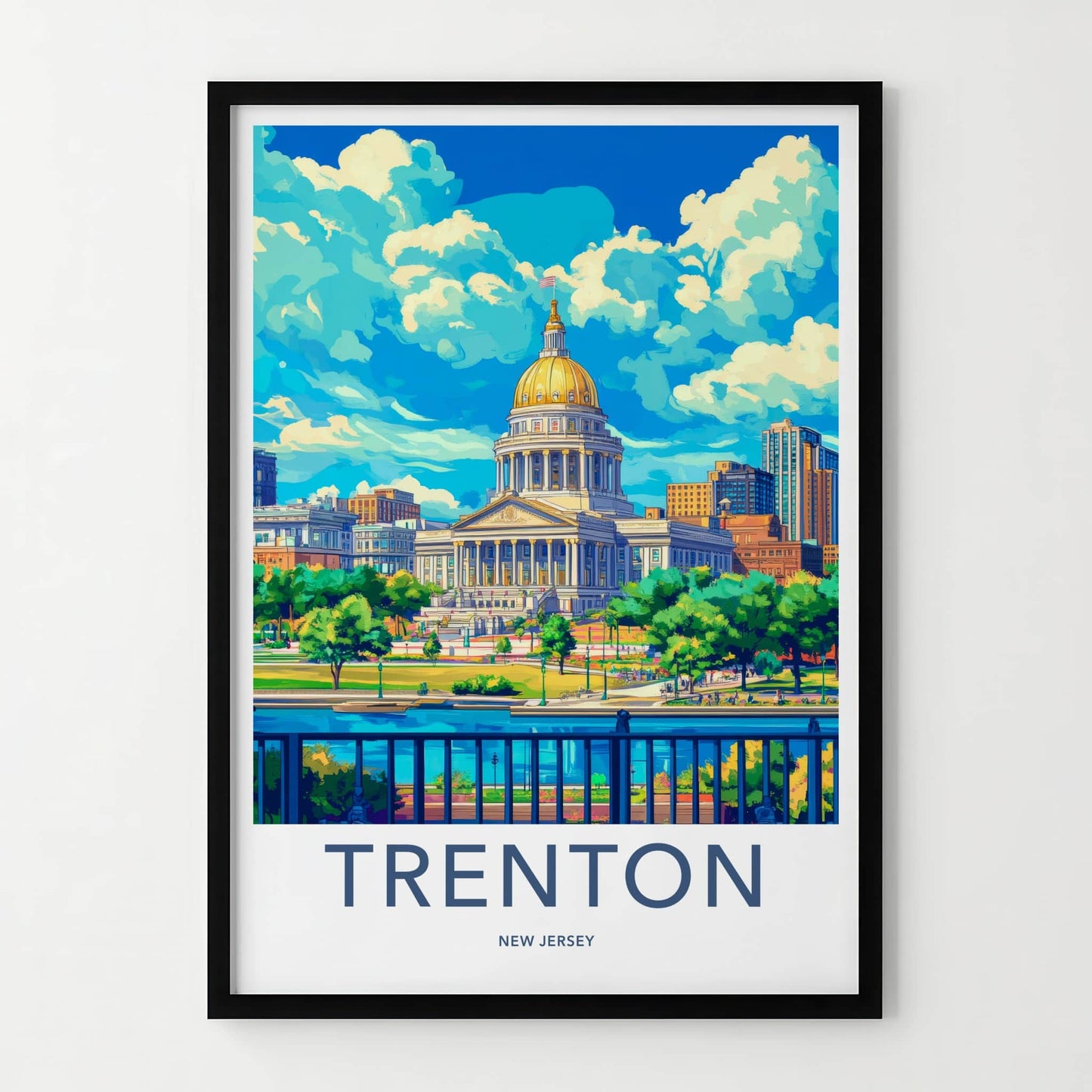 Trenton Poster - New Jersey Travel Art - Golden Dome Capitol Home Decor
