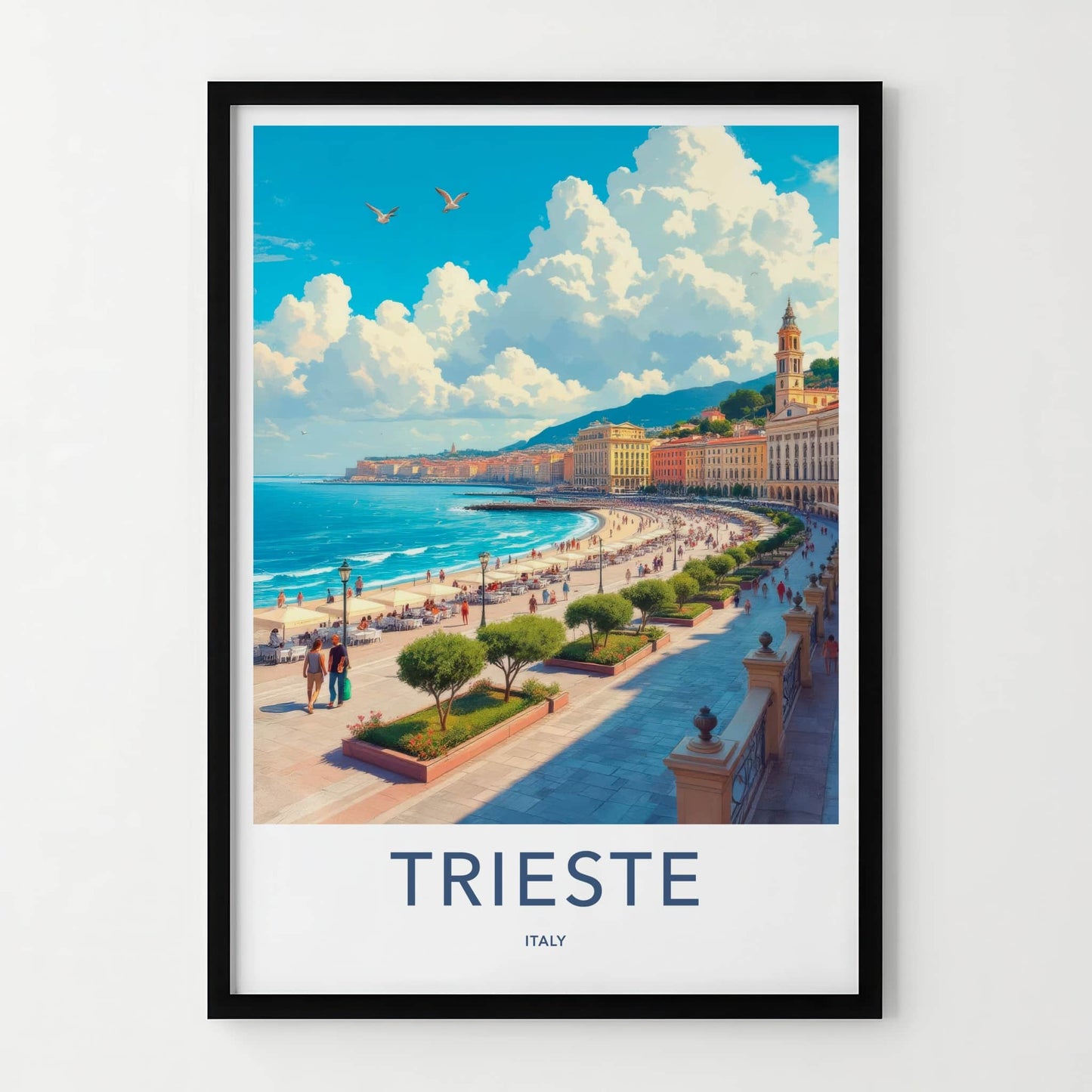 Trieste Poster - Italy Travel Art - Vibrant City Waterfront Home Decor