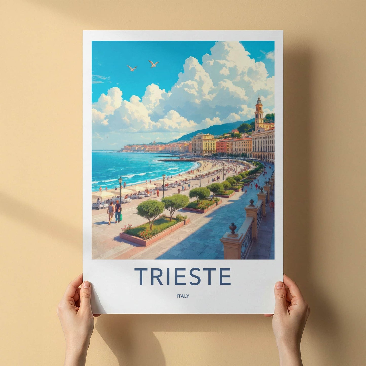 Trieste Poster - Italy Travel Art - Vibrant City Waterfront Home Decor