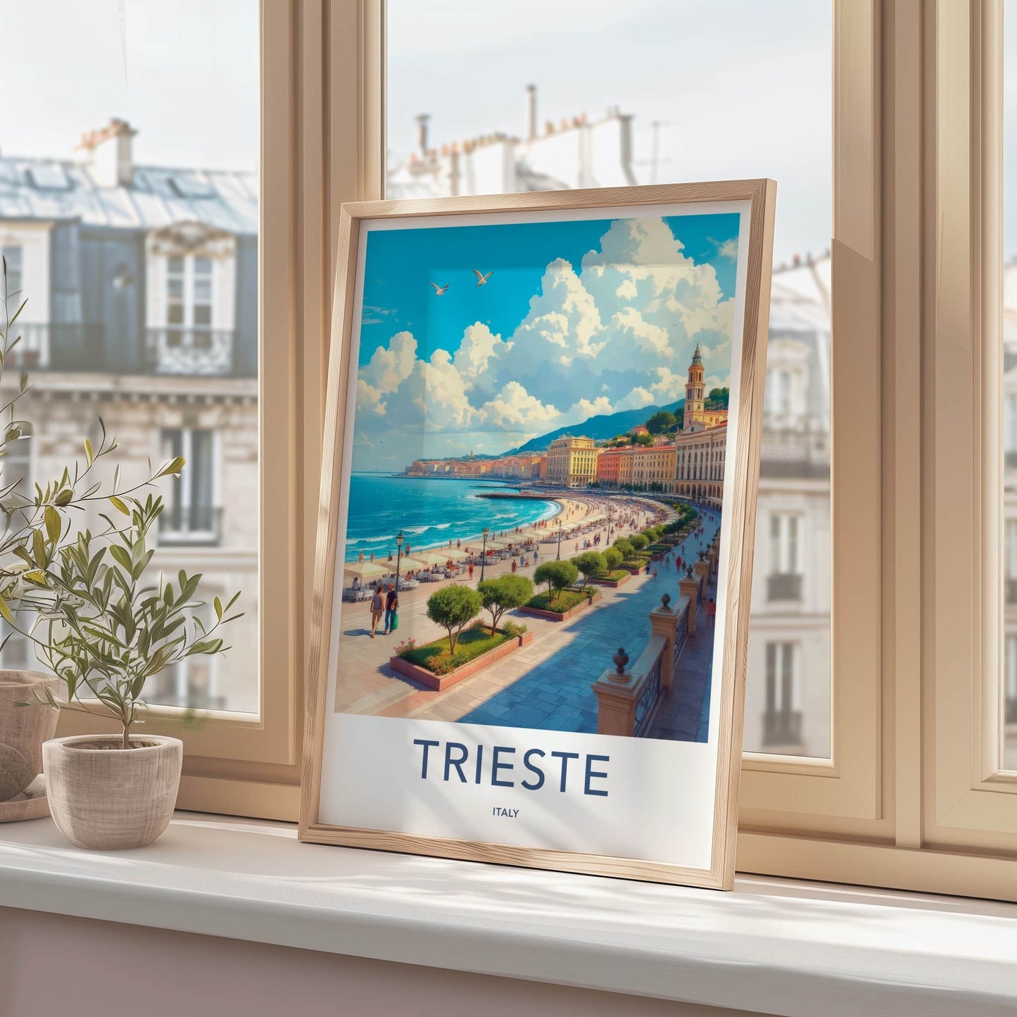 Trieste Poster - Italy Travel Art - Vibrant City Waterfront Home Decor