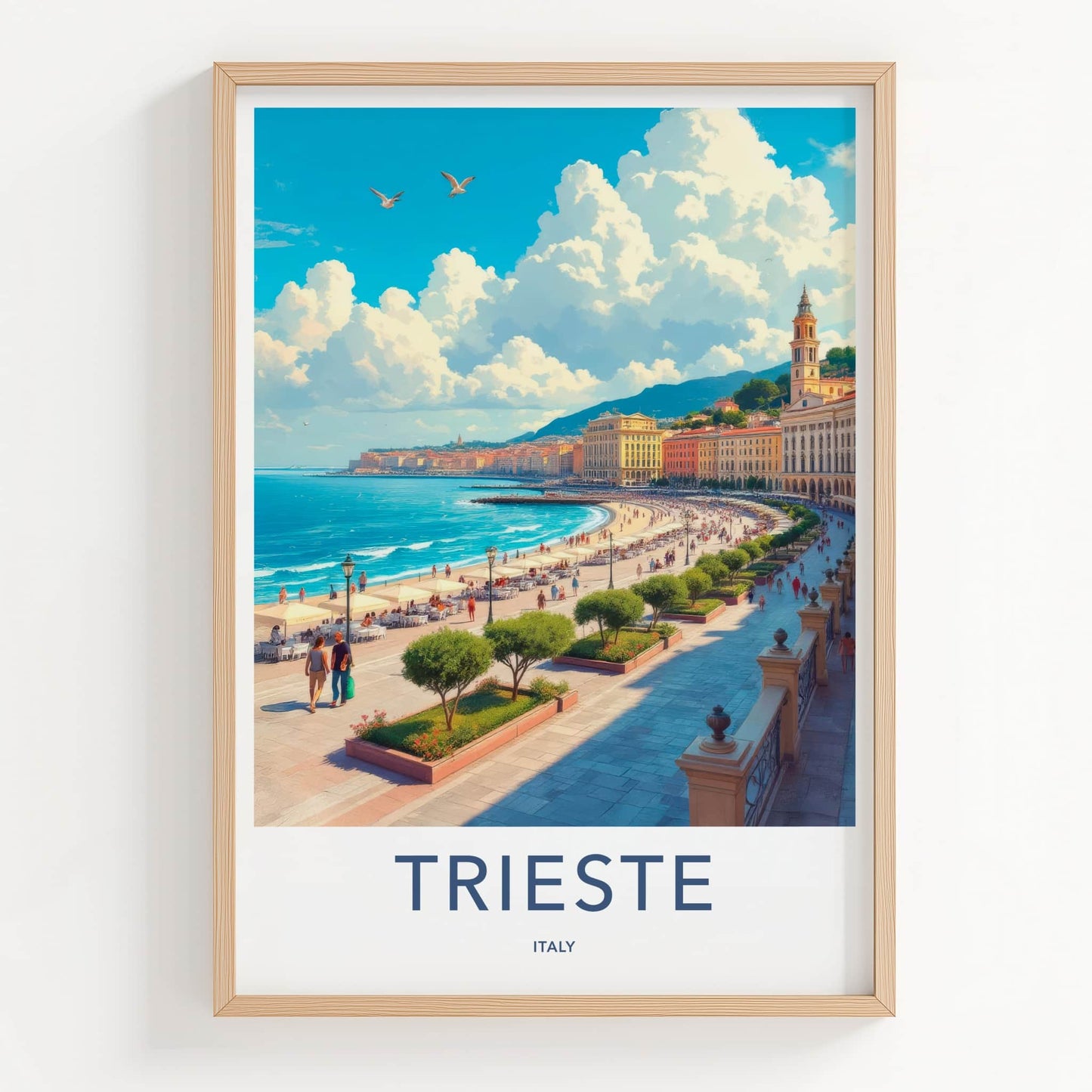 Trieste Poster - Italy Travel Art - Vibrant City Waterfront Home Decor