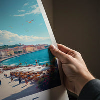 Trieste Poster - Italy Travel Print - Busy Waterfront Scene Home Decor