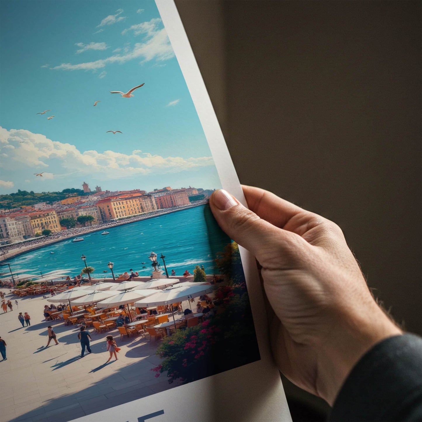 Trieste Poster - Italy Travel Print - Busy Waterfront Scene Home Decor