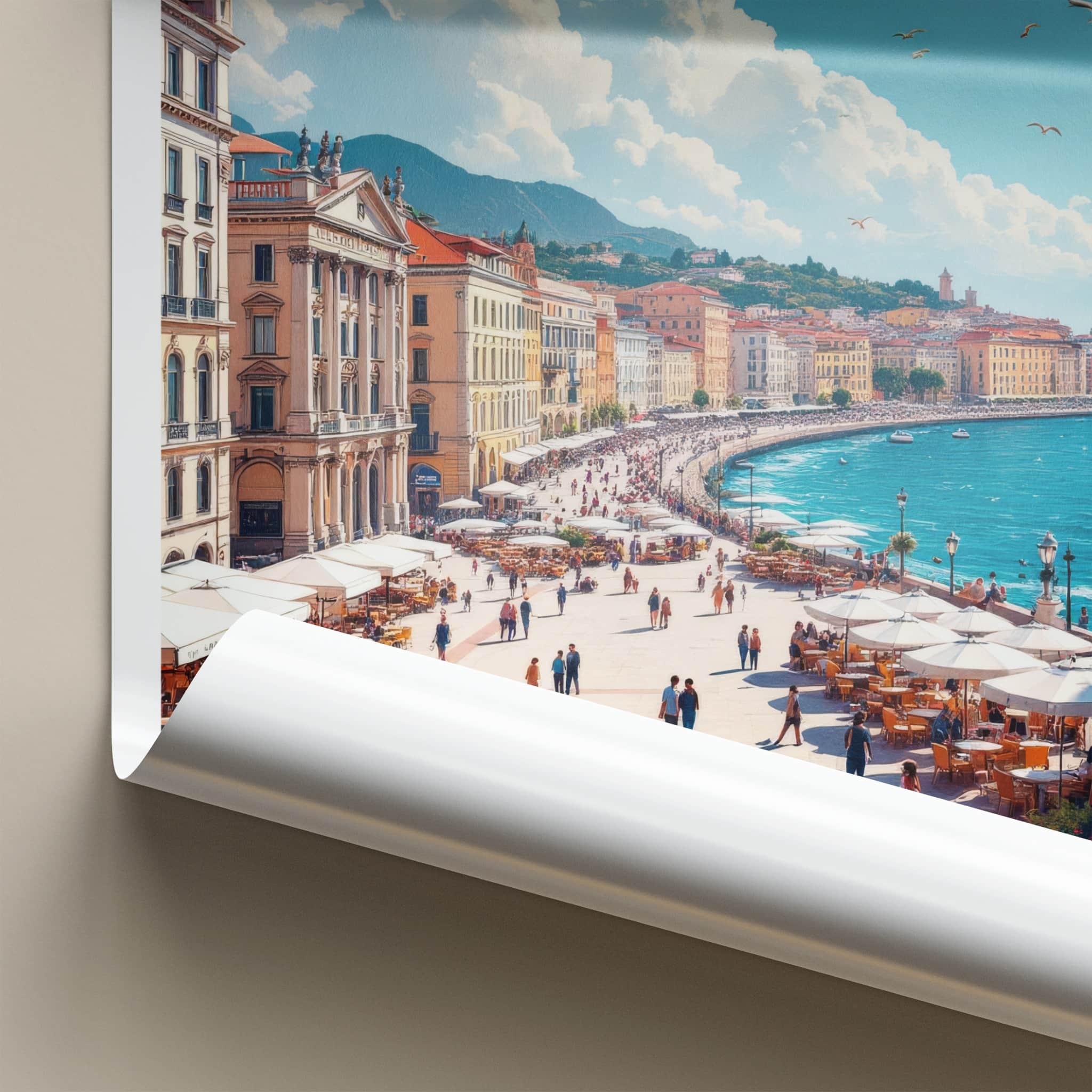 Trieste Poster - Italy Travel Print - Busy Waterfront Scene Home Decor