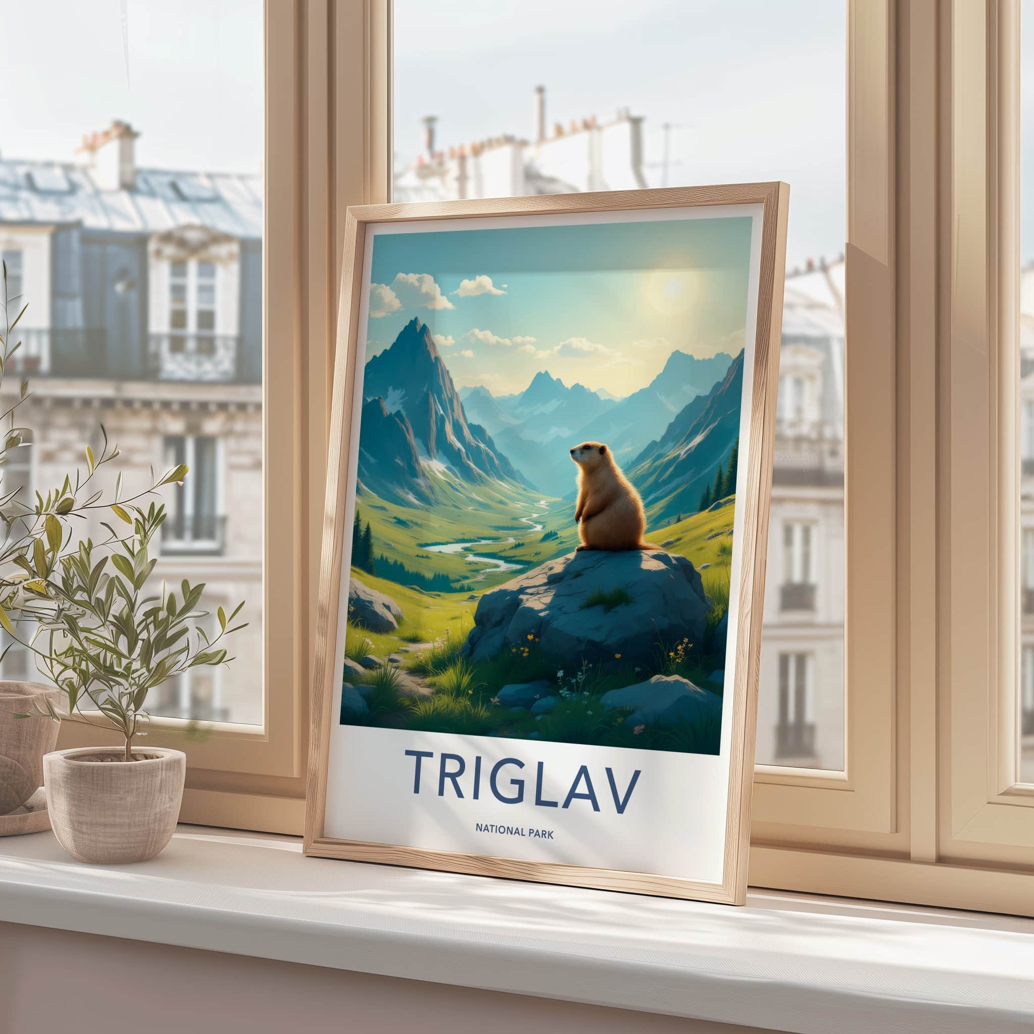 Triglav National Park Poster - Slovenia Travel Art - Marmot Valley River Home Decor