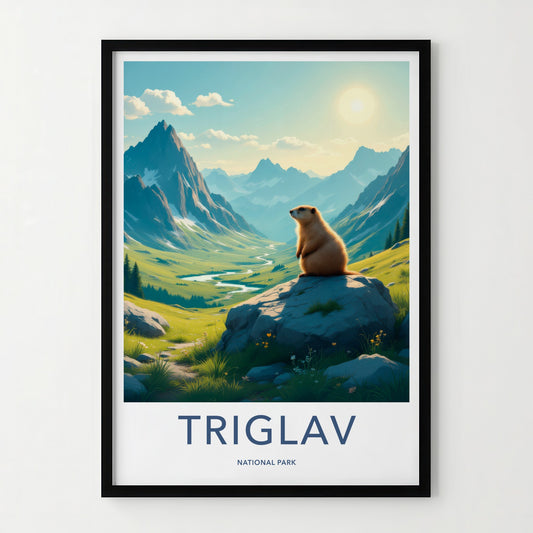 Triglav National Park Poster - Slovenia Travel Art - Marmot Valley River Home Decor