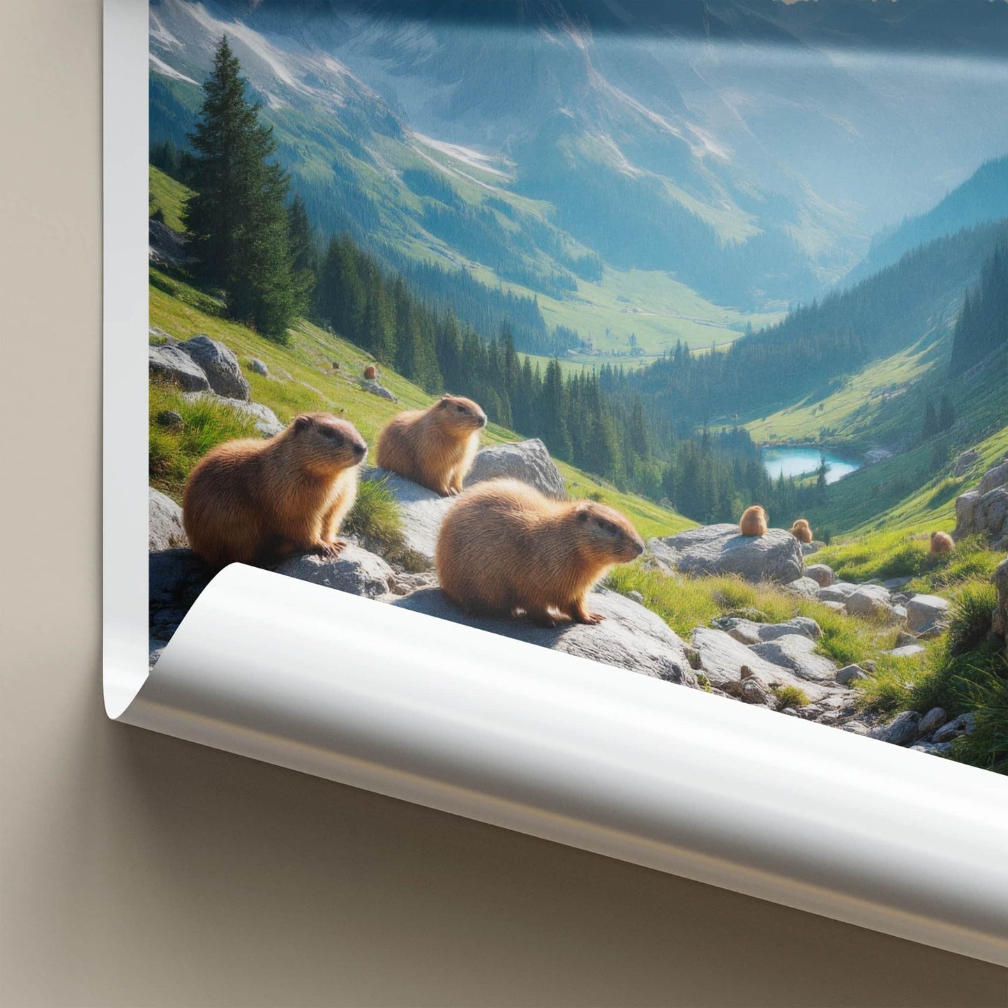Triglav National Park Poster - Slovenia Travel Art - Marmots Alpine Valley Home Decor