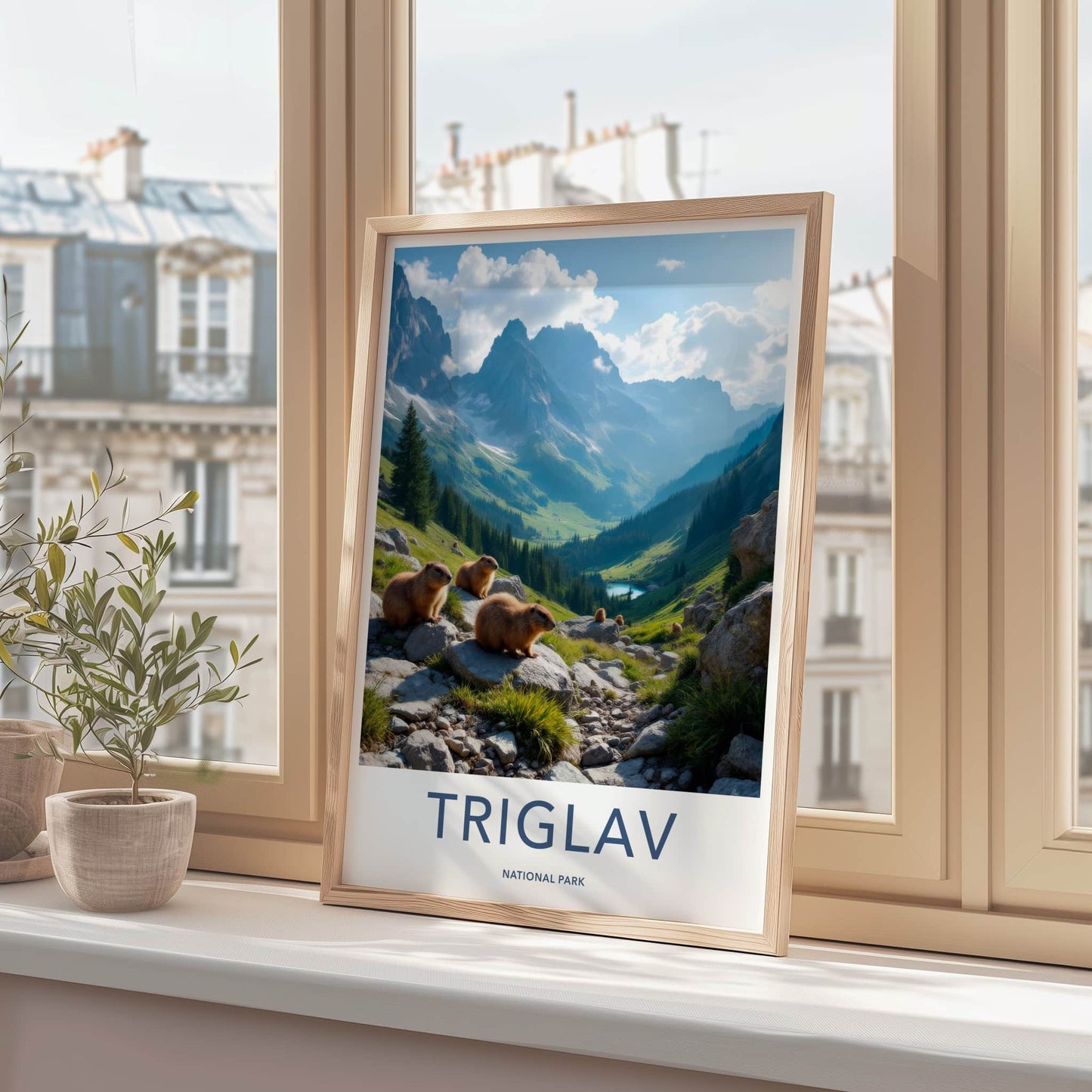 Triglav National Park Poster - Slovenia Travel Art - Marmots Alpine Valley Home Decor