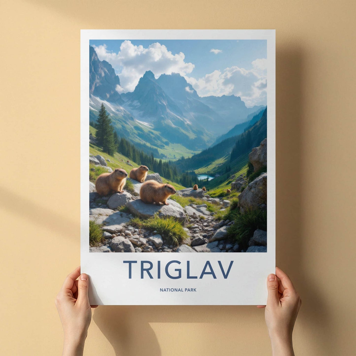Triglav National Park Poster - Slovenia Travel Art - Marmots Alpine Valley Home Decor