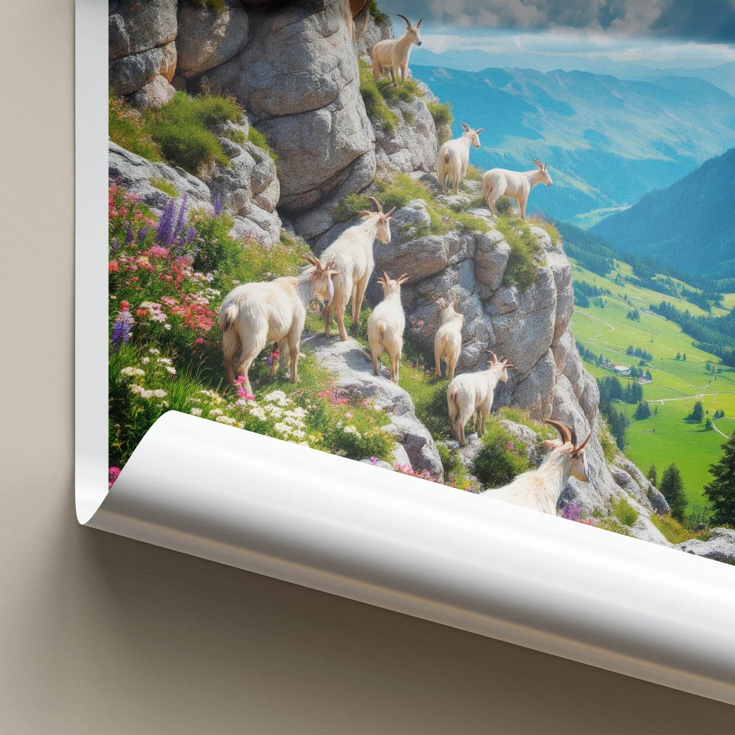 Triglav National Park Poster - Slovenia Travel Art - Mountain Goats Valley Home Decor