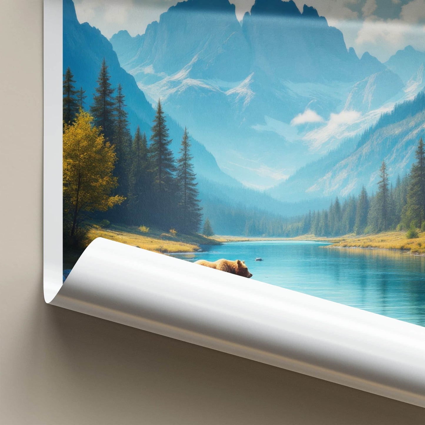 Triglav National Park Poster - Slovenia Travel Art - Mountain River Bear Wall Decor