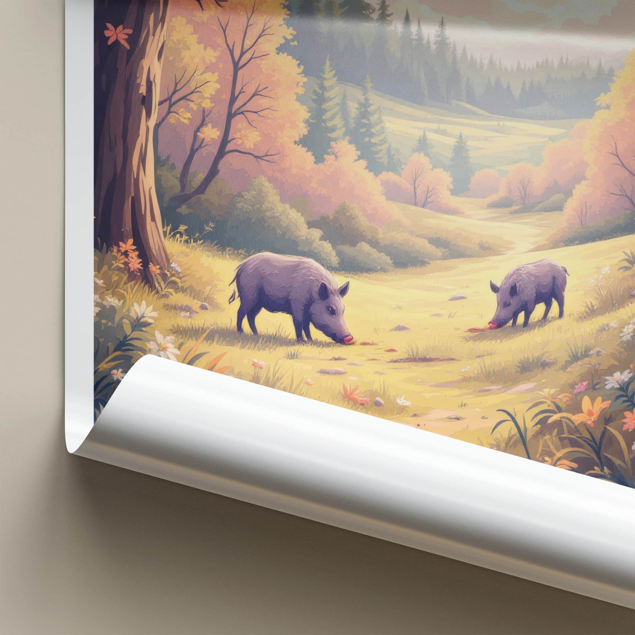 Triglav National Park Poster - Slovenia Travel Art - Sunlit Forest Hogs Home Decor