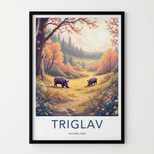 Triglav National Park Poster - Slovenia Travel Art - Sunlit Forest Hogs Home Decor