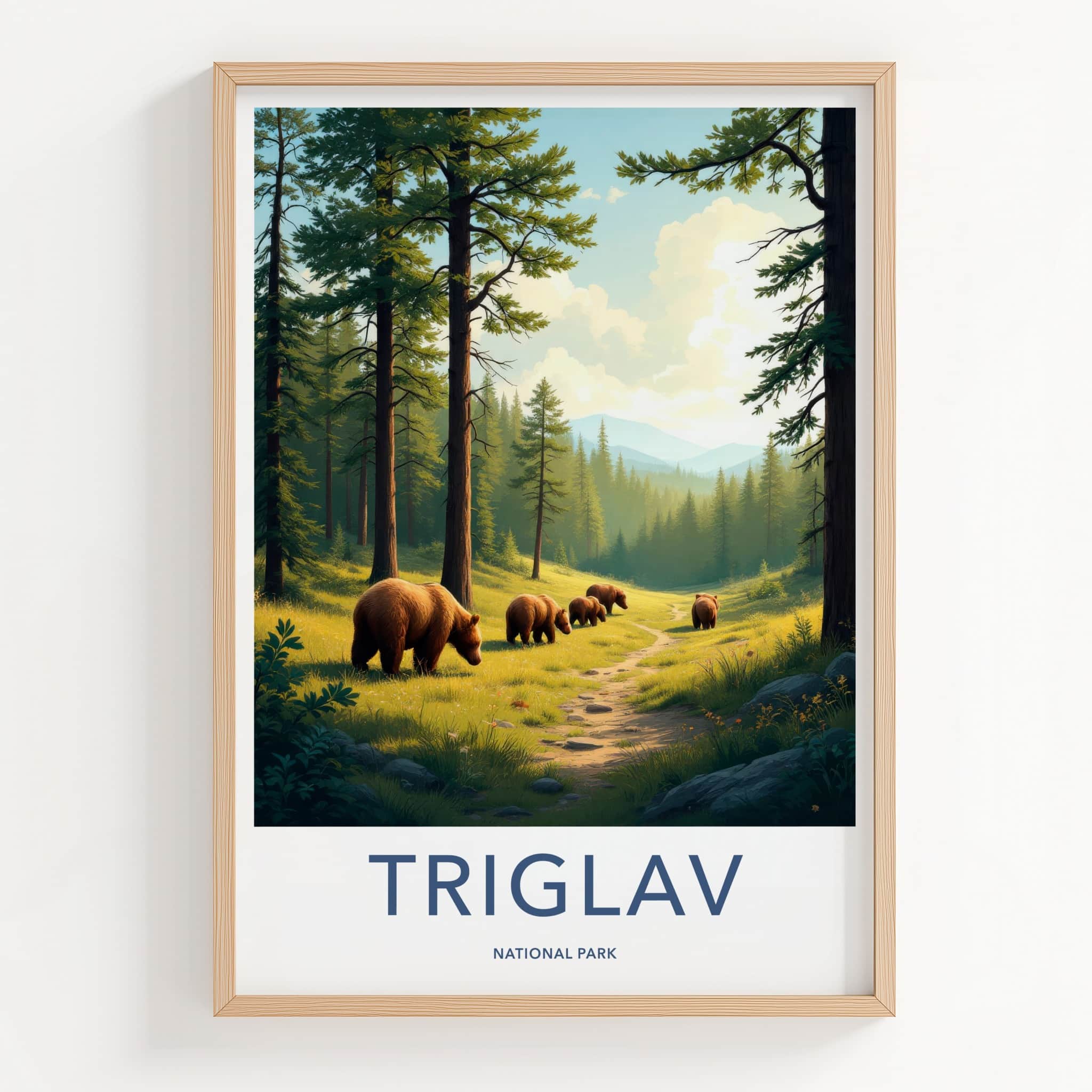 Triglav National Park Poster - Slovenia Travel Art - Wild Bears Forest Home Decor