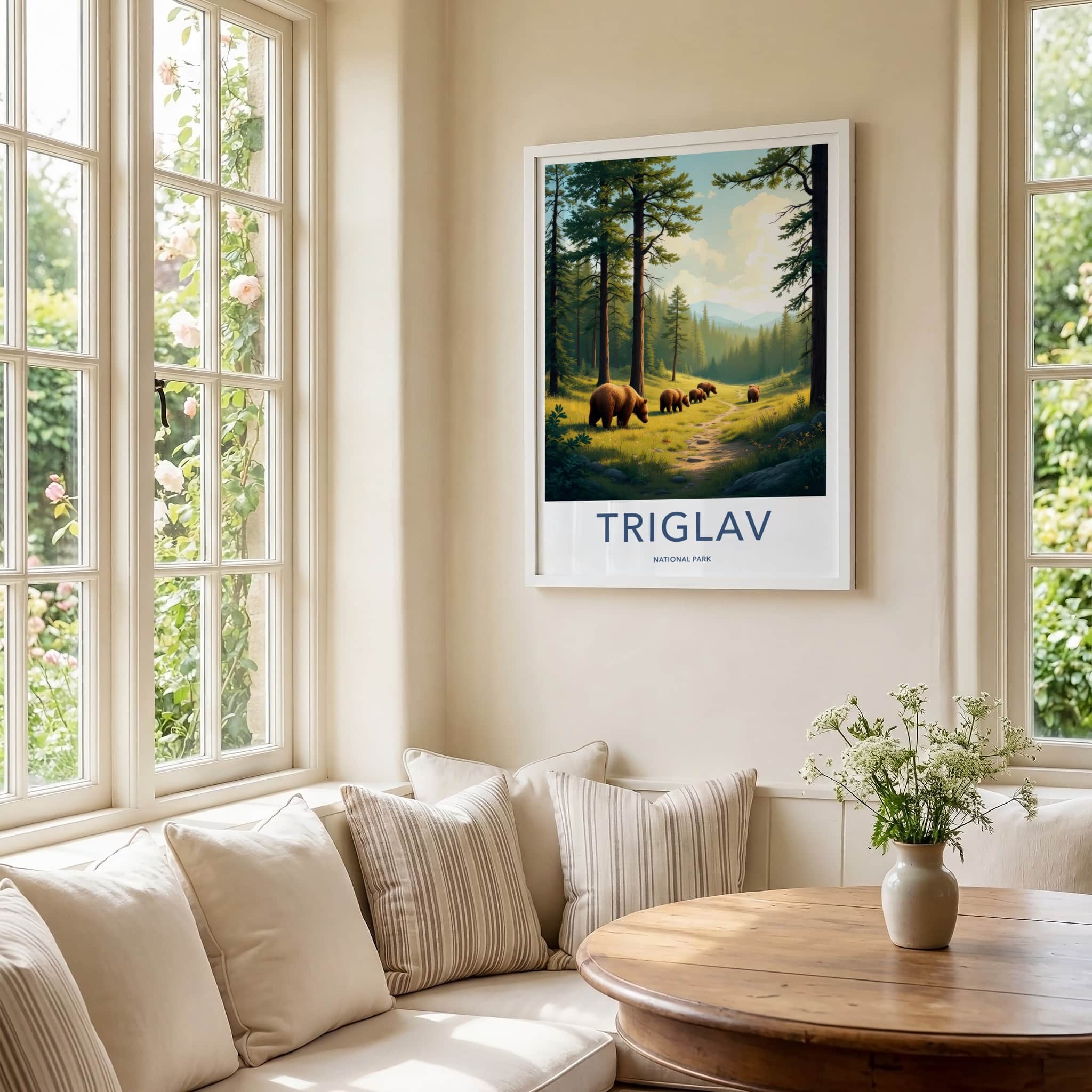 Triglav National Park Poster - Slovenia Travel Art - Wild Bears Forest Home Decor