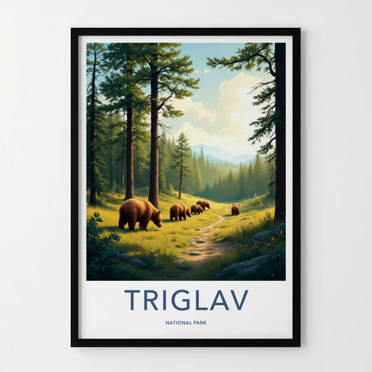 Triglav National Park Poster - Slovenia Travel Art - Wild Bears Forest Home Decor