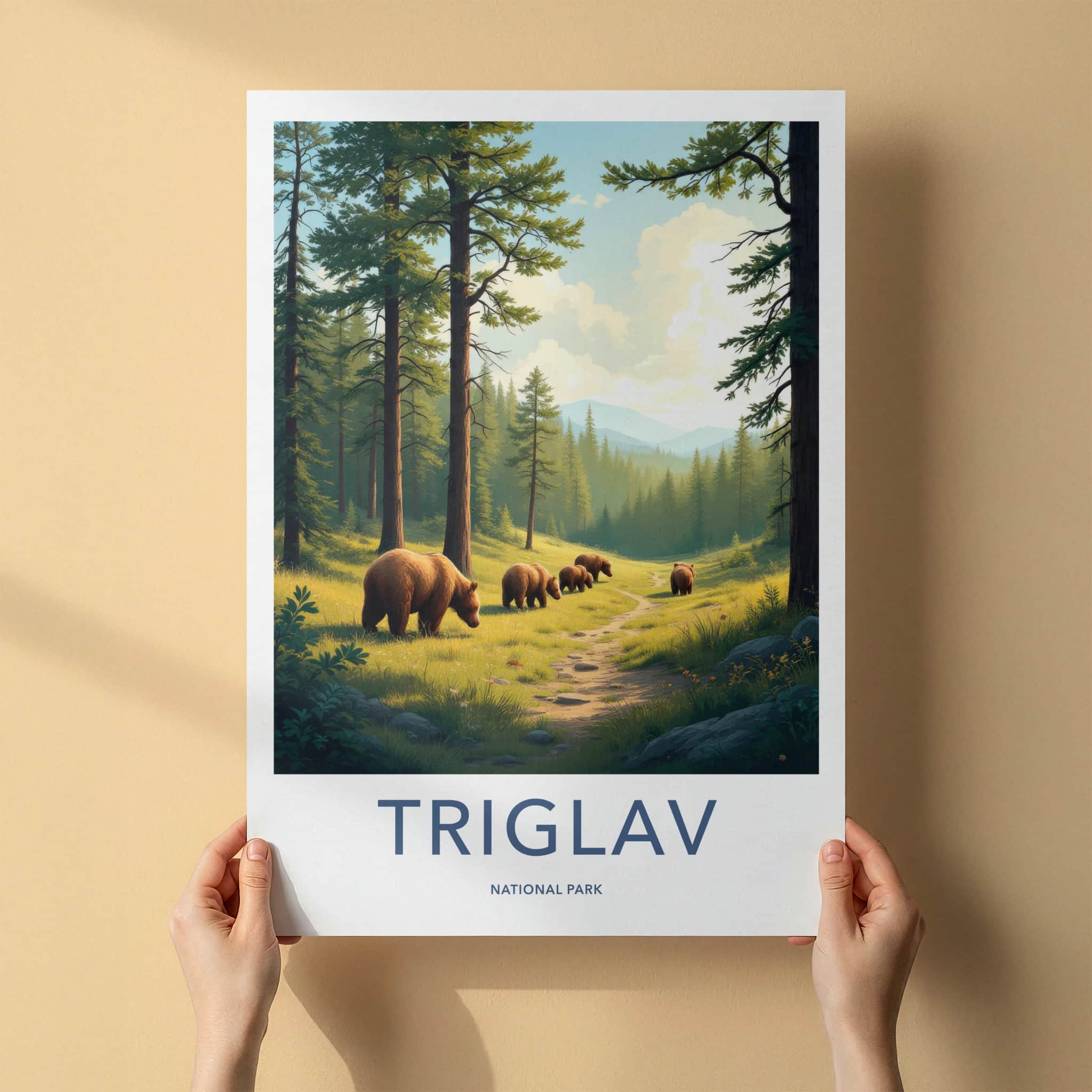 Triglav National Park Poster - Slovenia Travel Art - Wild Bears Forest Home Decor
