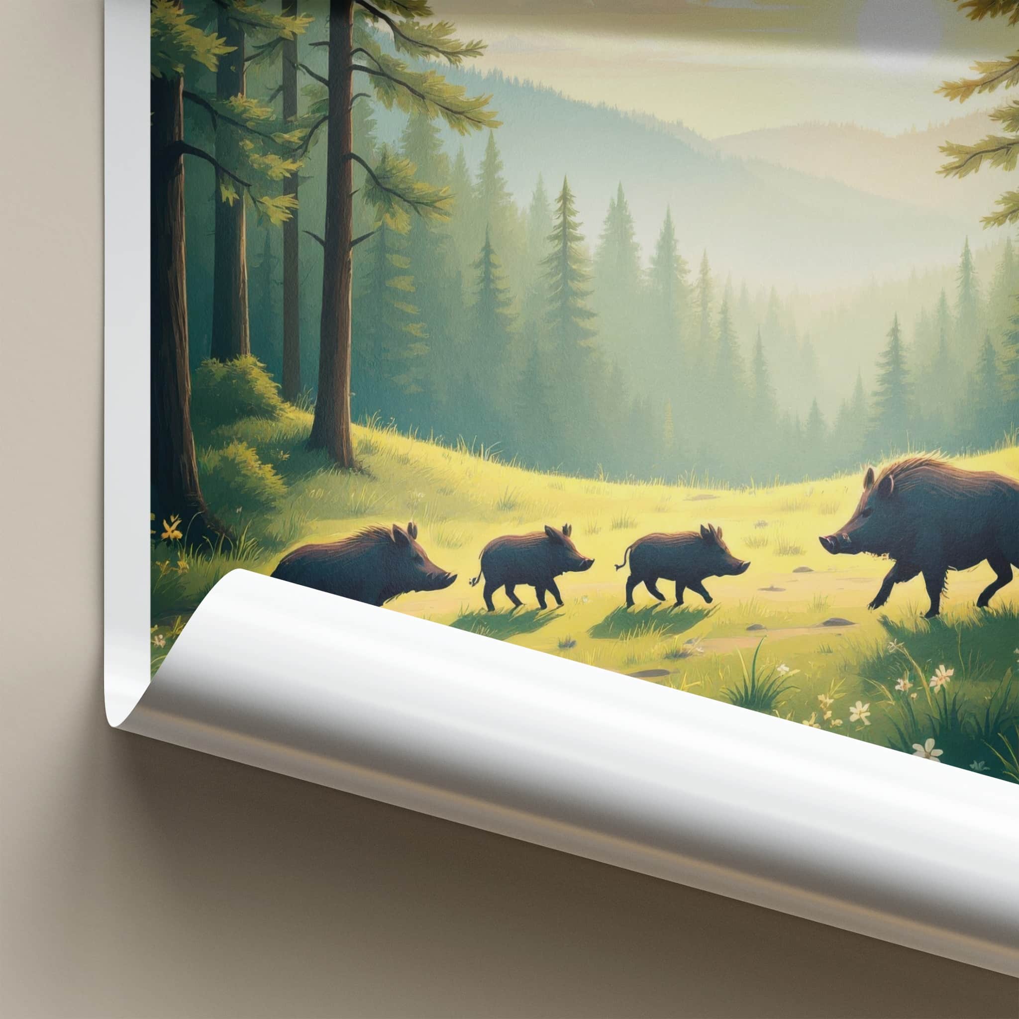 Triglav National Park Poster - Slovenia Travel Art - Wild Boars Sunset Home Decor