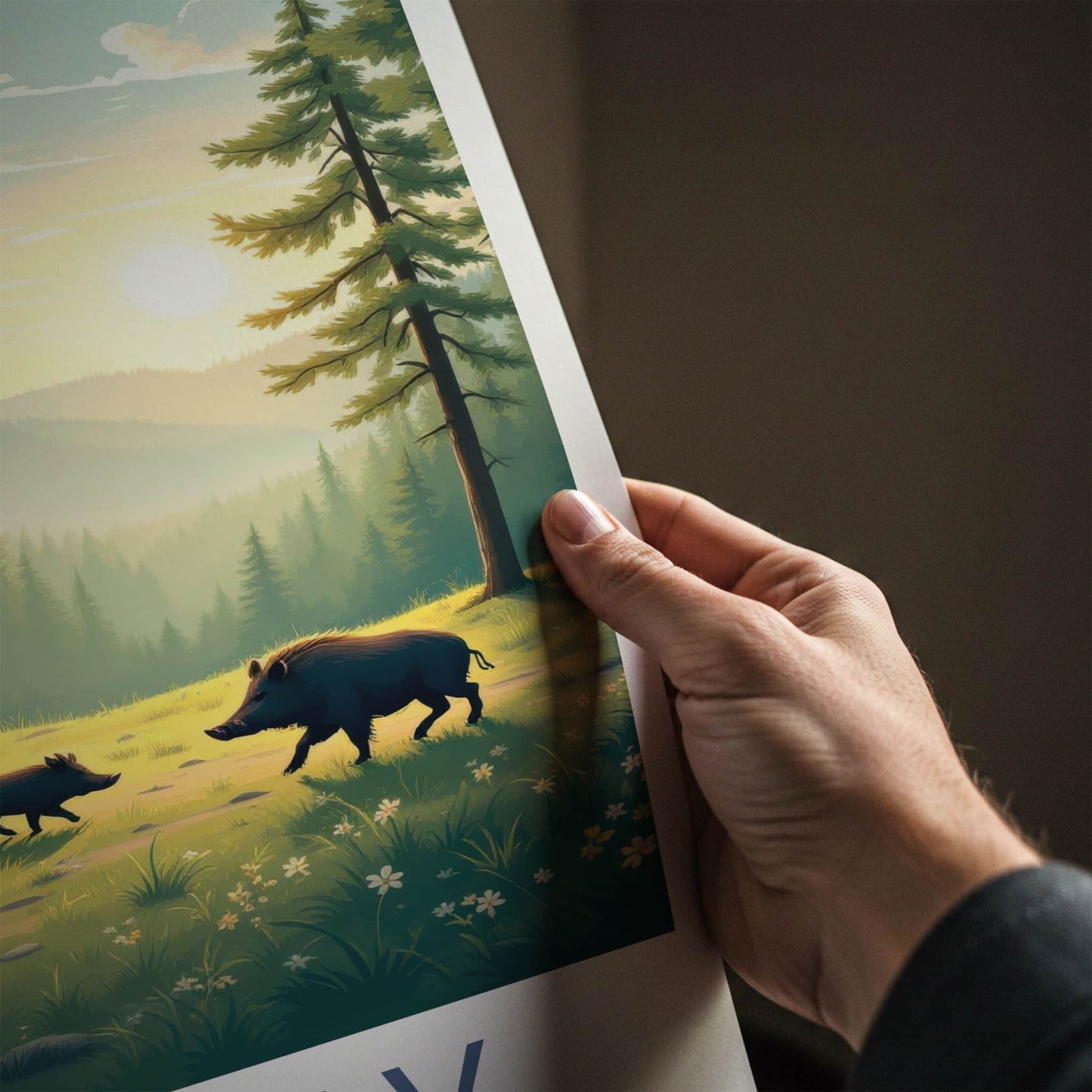 Triglav National Park Poster - Slovenia Travel Art - Wild Boars Sunset Home Decor