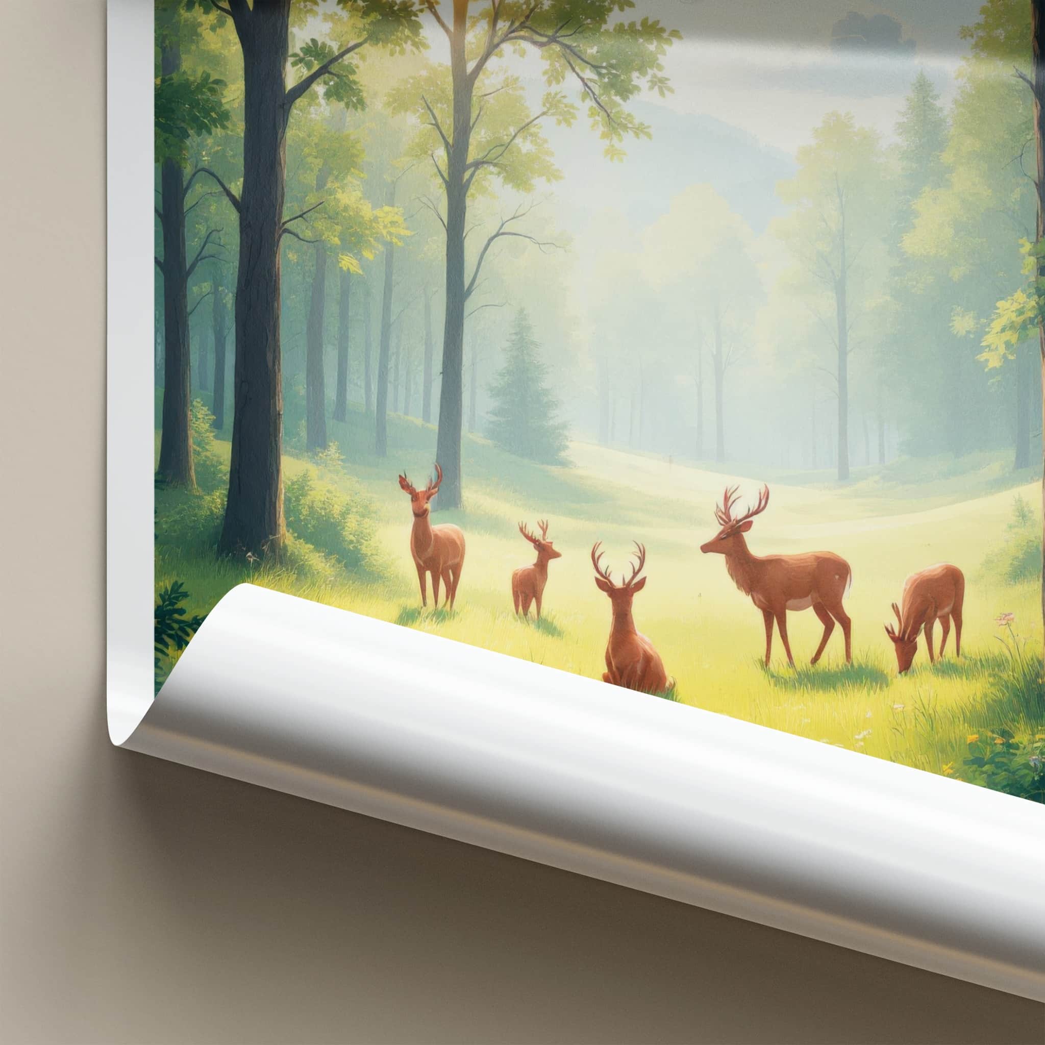 Triglav National Park Poster - Slovenia Wall Art - Sunny Forest Deer Home Decor