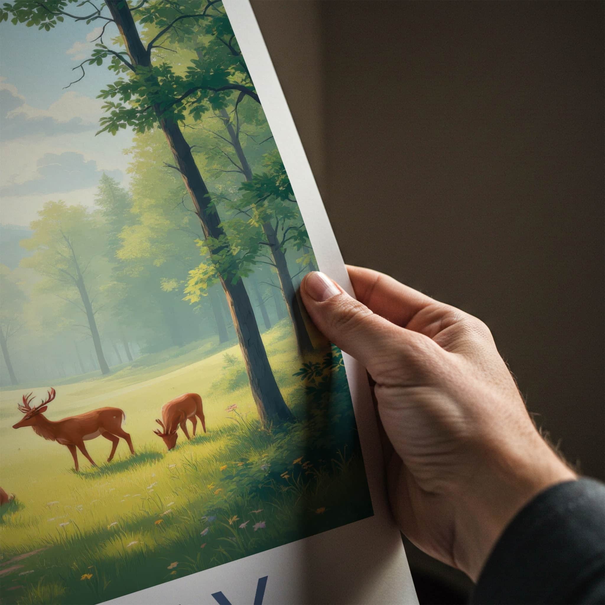 Triglav National Park Poster - Slovenia Wall Art - Sunny Forest Deer Home Decor