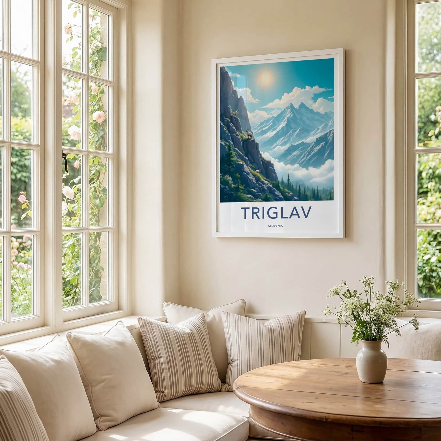 Triglav Poster - Slovenia Travel Art - Alpine Goats Peaks Gallery Art