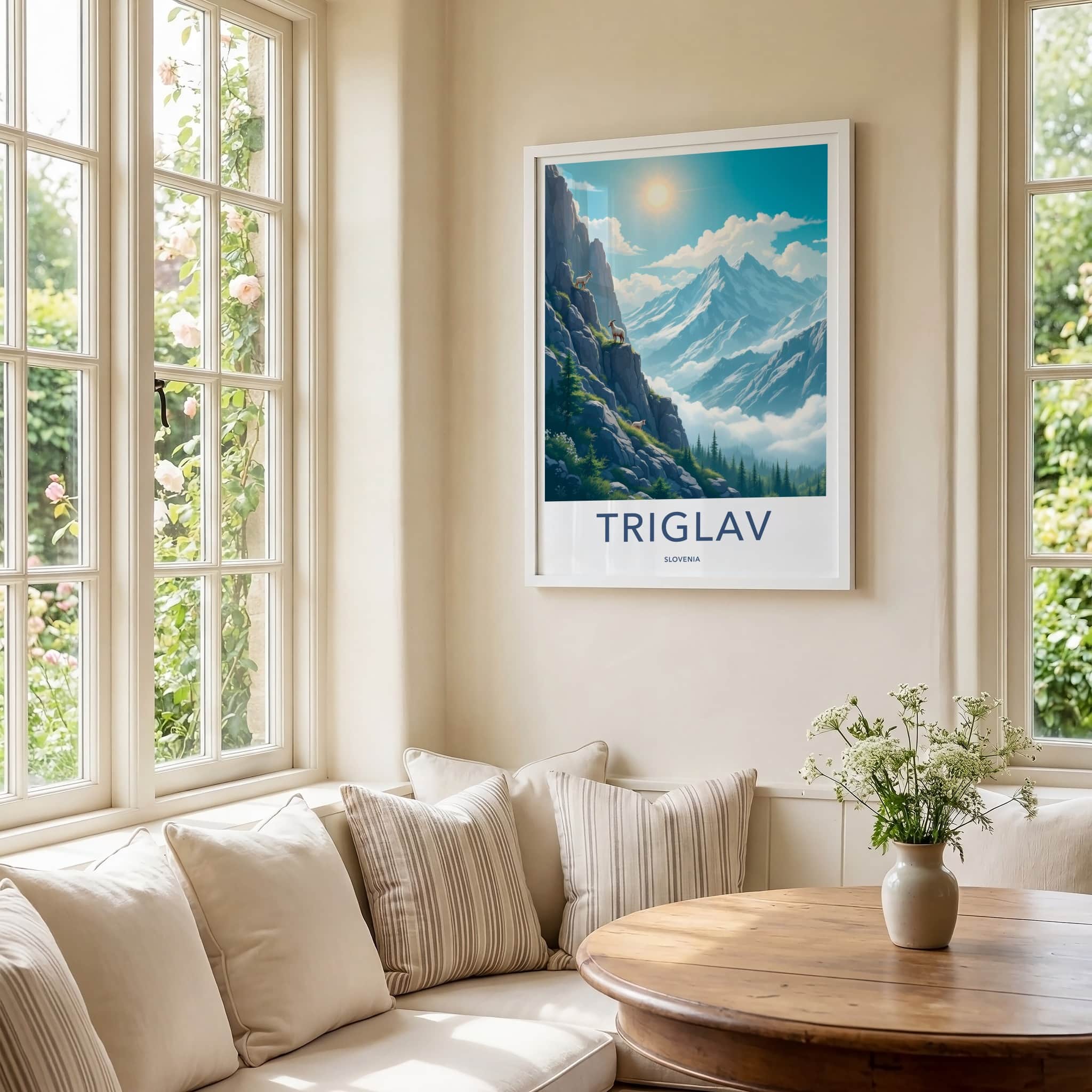 Triglav Poster - Slovenia Travel Art - Alpine Goats Peaks Gallery Art