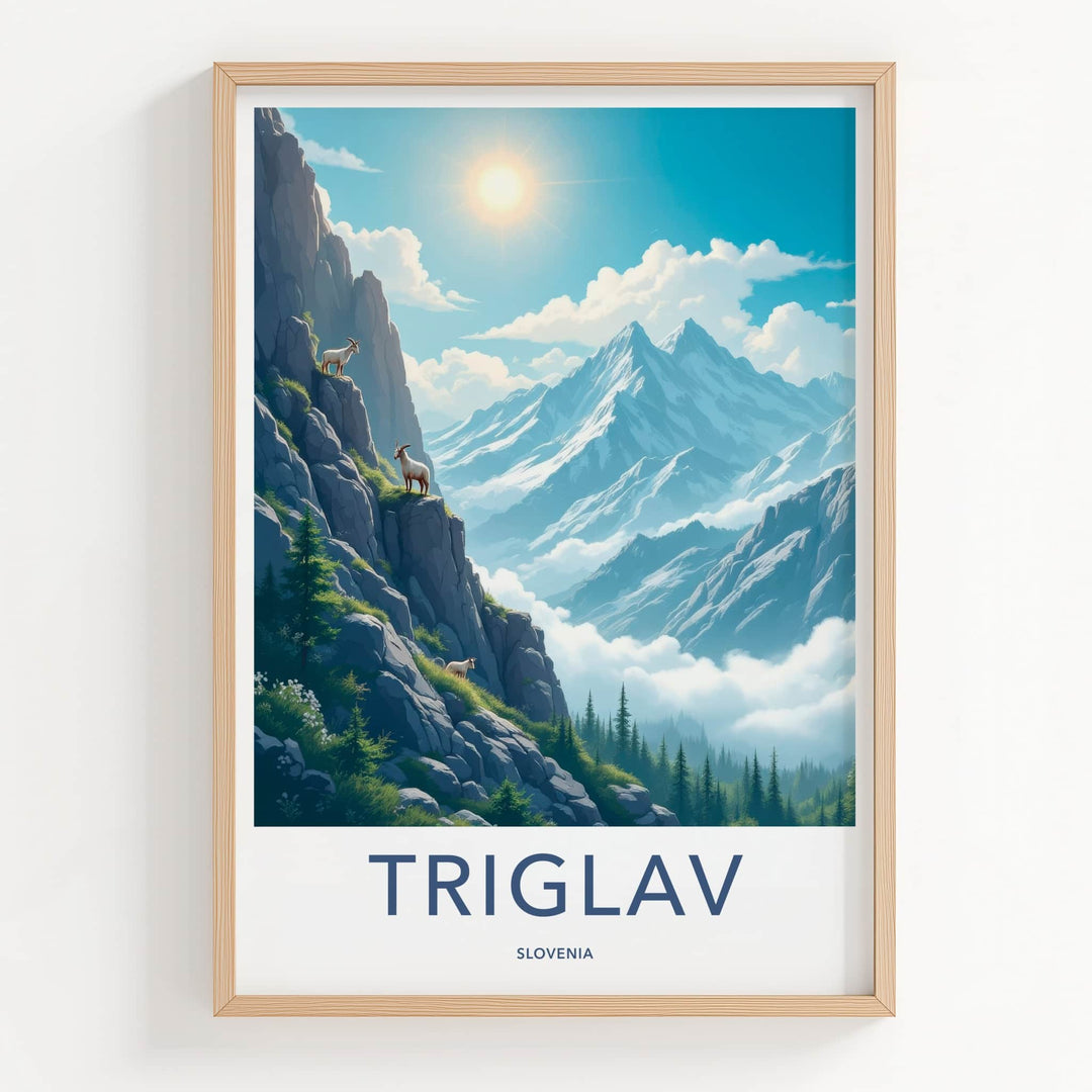 Triglav Poster - Slovenia Travel Art - Alpine Goats Peaks Gallery Art