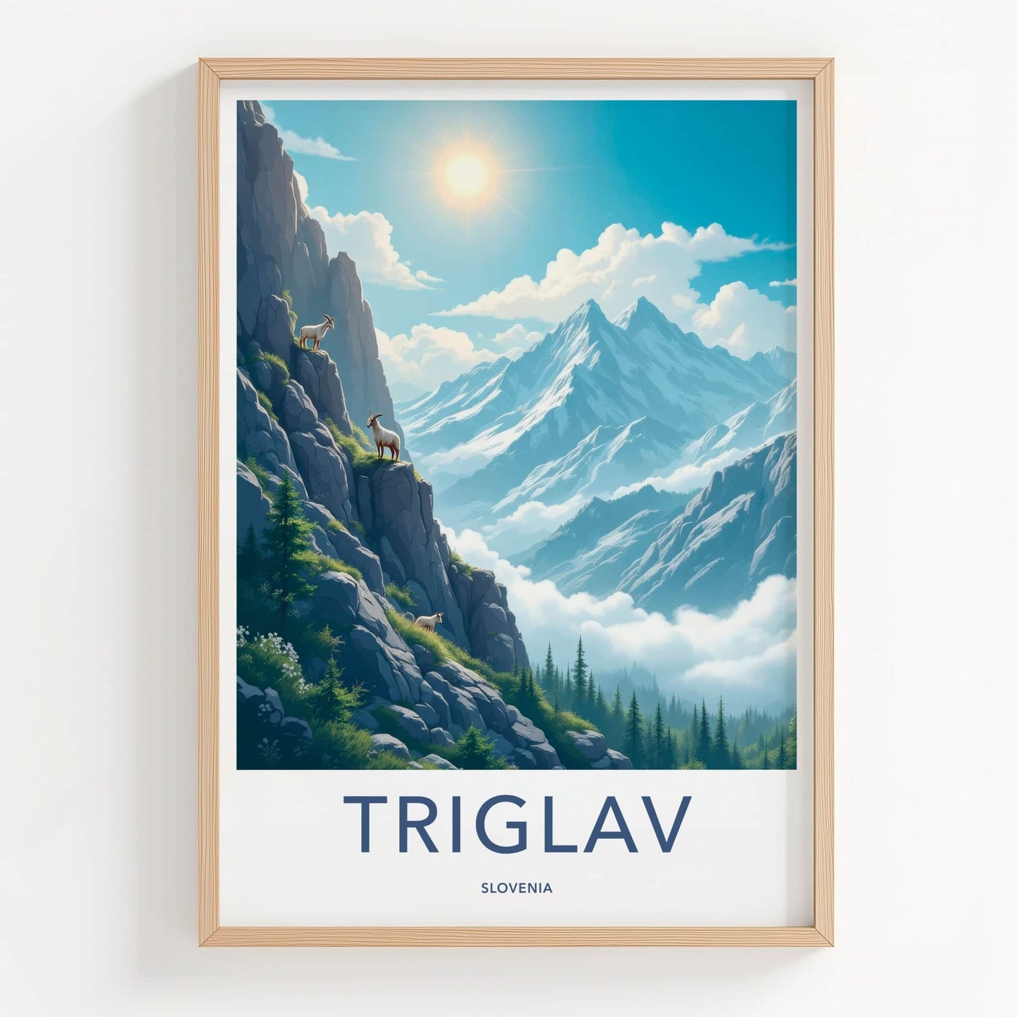 Triglav Poster - Slovenia Travel Art - Alpine Goats Peaks Gallery Art