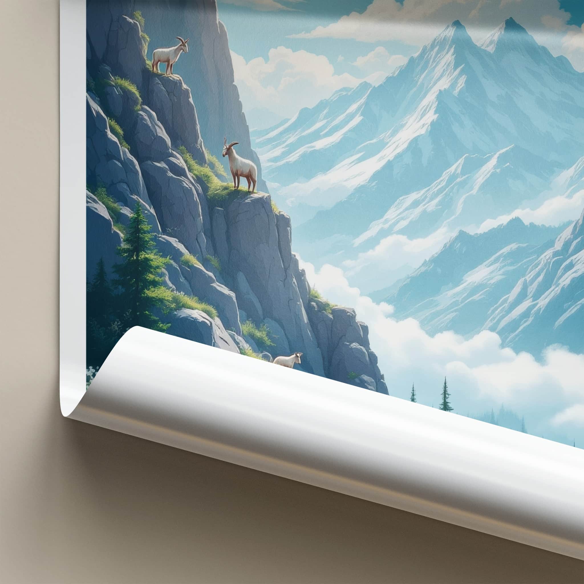 Triglav Poster - Slovenia Travel Art - Alpine Goats Peaks Gallery Art