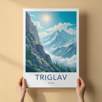 Triglav Poster - Slovenia Travel Art - Alpine Goats Peaks Gallery Art