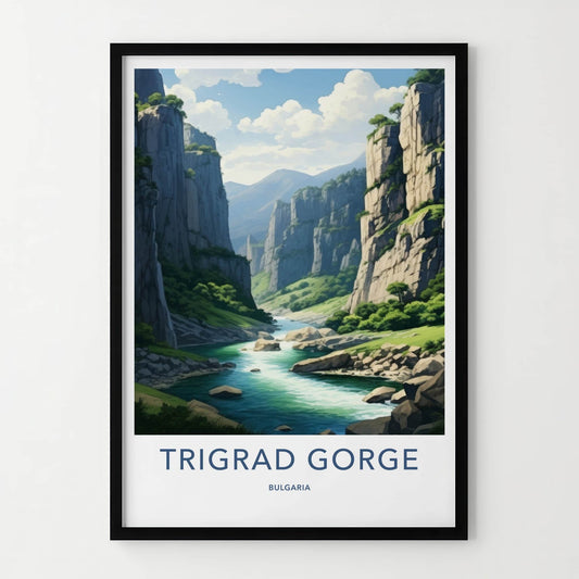 Trigrad Gorge Poster - Bulgaria Travel Art - Emerald River Gorge Home Decor