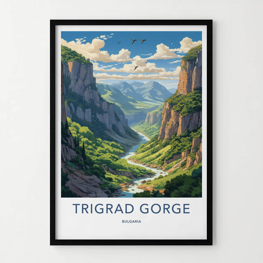 Trigrad Gorge Poster - Bulgaria Travel Art - Majestic River Gorge Home Decor