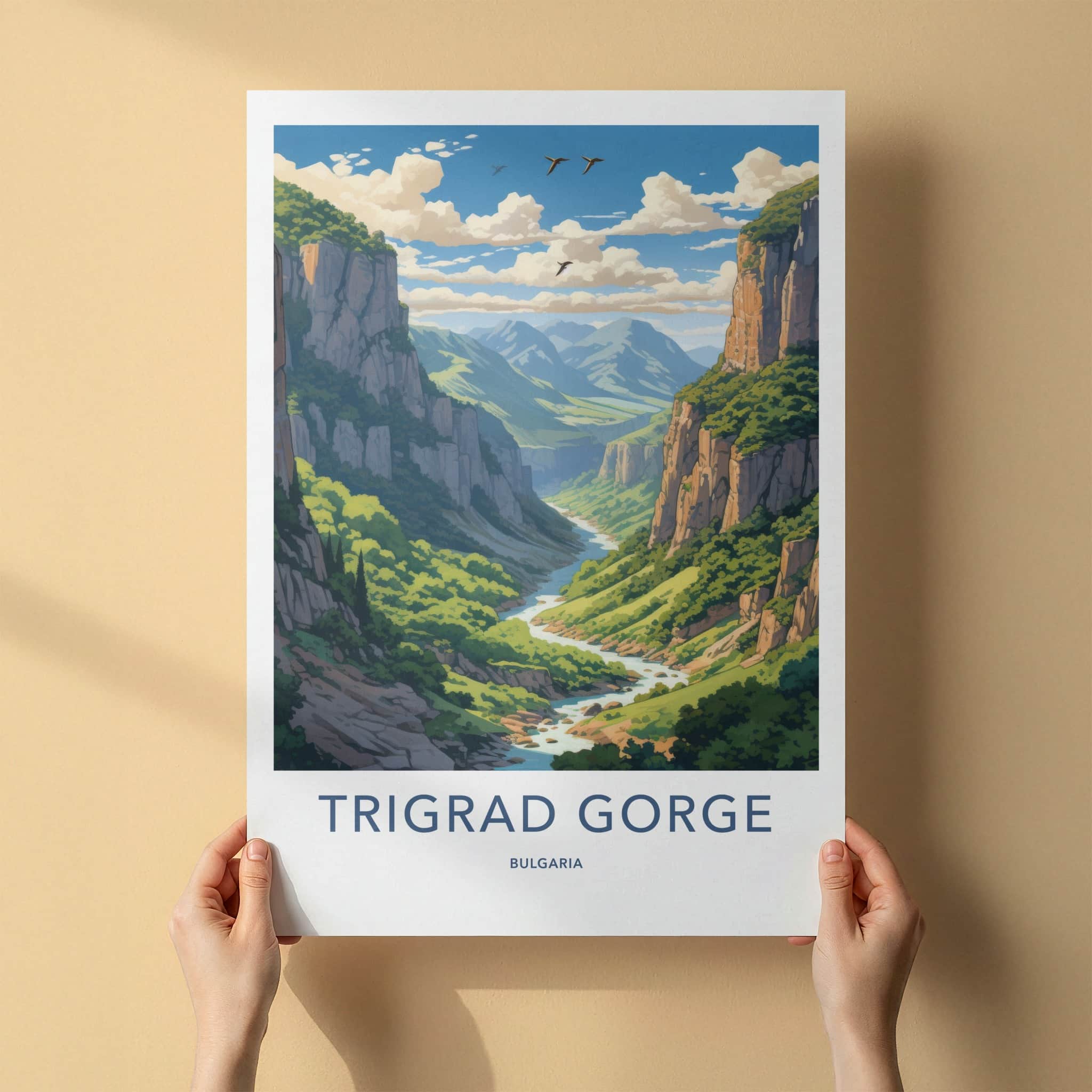 Trigrad Gorge Poster - Bulgaria Travel Art - Majestic River Gorge Home Decor