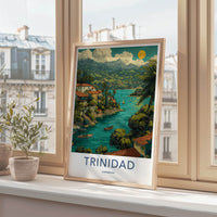 Trinidad Poster - Caribbean Travel Print - Coastal Village Boats Home Decor