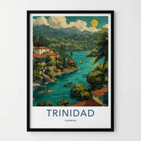 Trinidad Poster - Caribbean Travel Print - Coastal Village Boats Home Decor