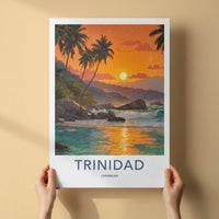 Trinidad Poster - Caribbean Travel Print - Tropical Sunset Shore Wall Art