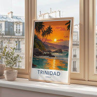Trinidad Poster - Caribbean Travel Print - Tropical Sunset Shore Wall Art
