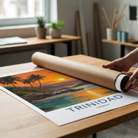 Trinidad Poster - Caribbean Travel Print - Tropical Sunset Shore Wall Art