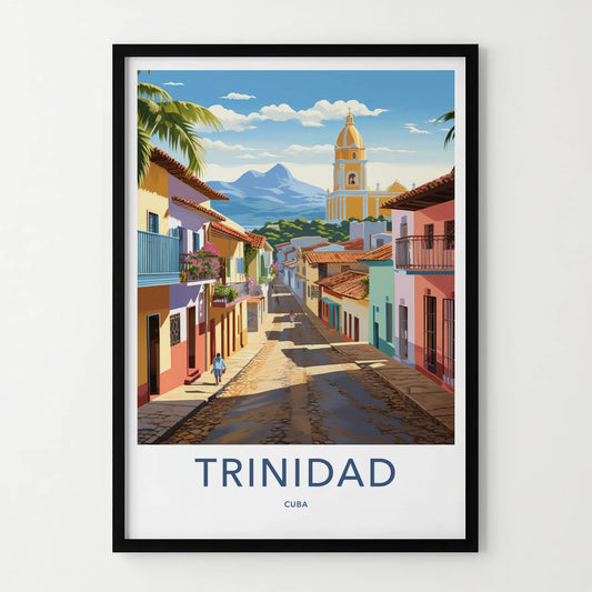 Trinidad Poster - Cuba Travel Art - Vibrant Street Church Home Decor