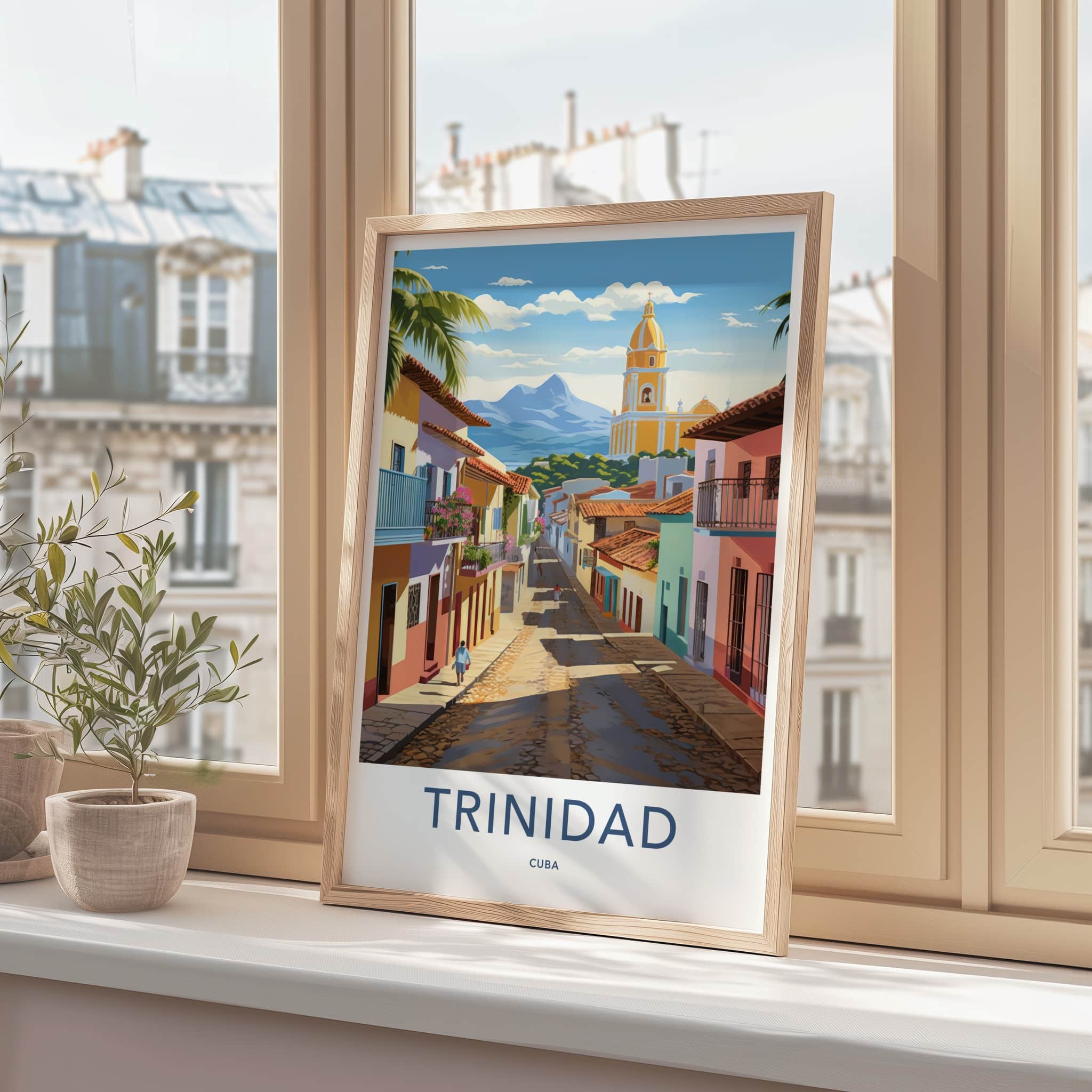 Trinidad Poster - Cuba Travel Art - Vibrant Street Church Home Decor