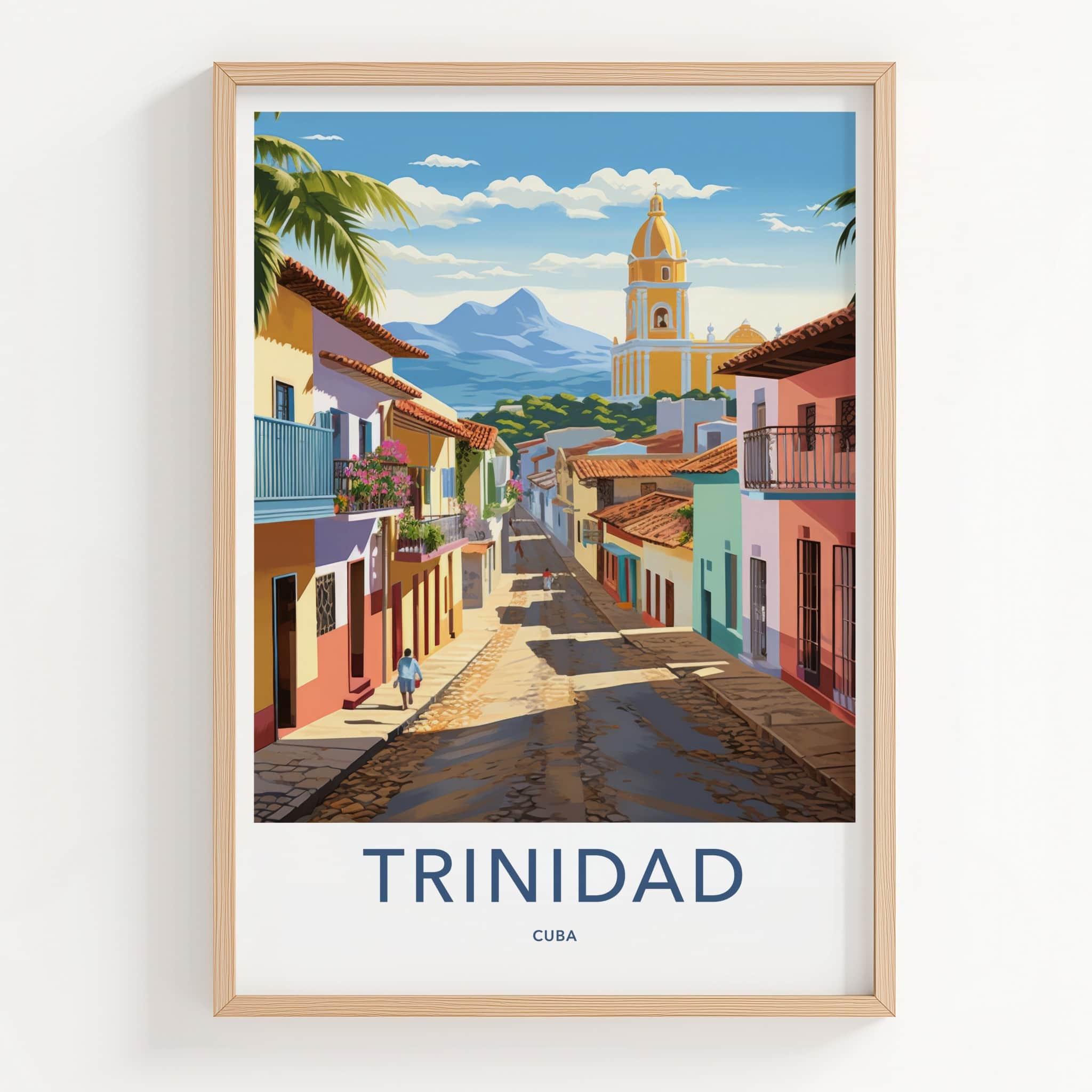 Trinidad Poster - Cuba Travel Art - Vibrant Street Church Home Decor