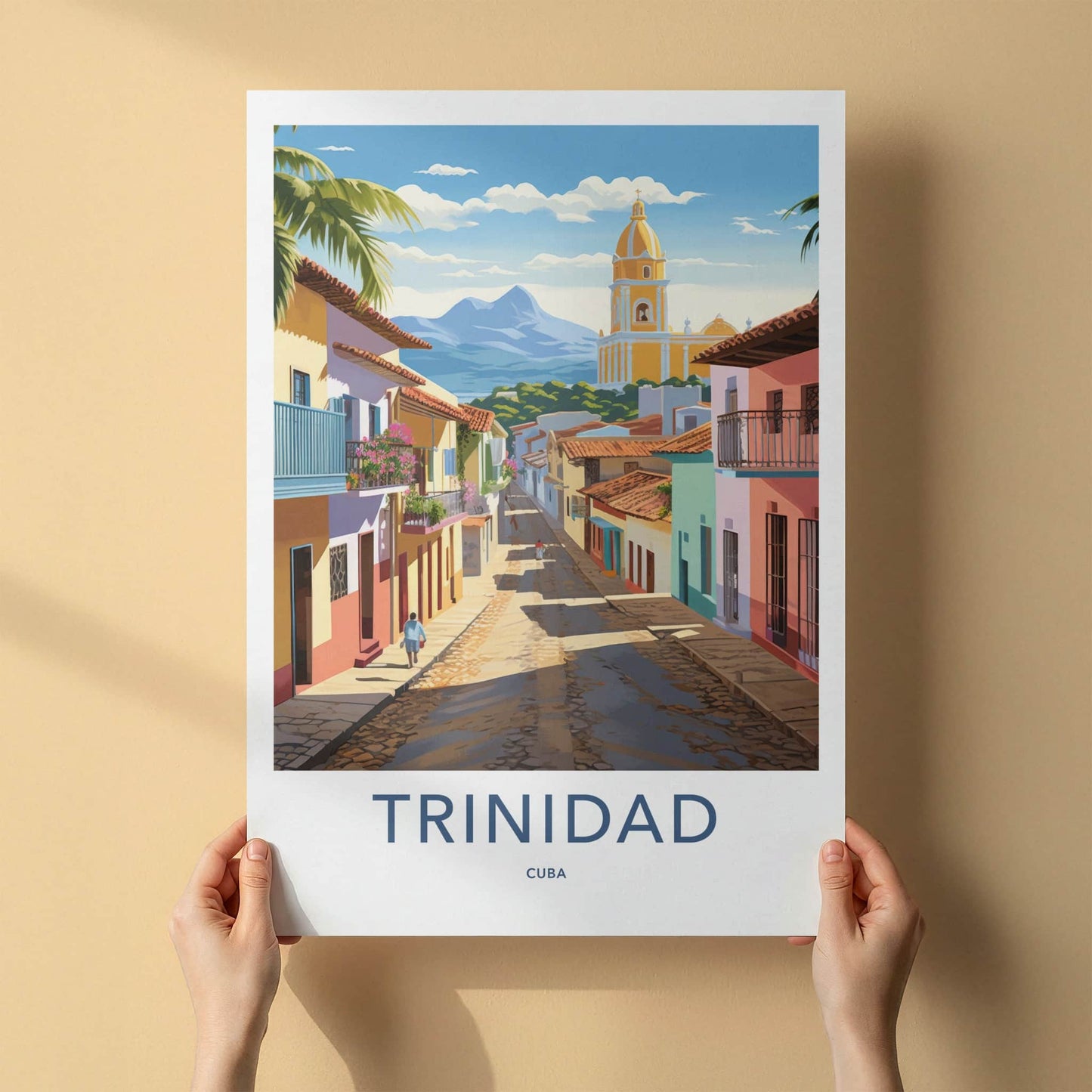 Trinidad Poster - Cuba Travel Art - Vibrant Street Church Home Decor