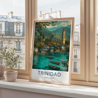 Trinidad Poster - Trinidad & Tobago Travel Art - Coastal Village Boats Home Decor