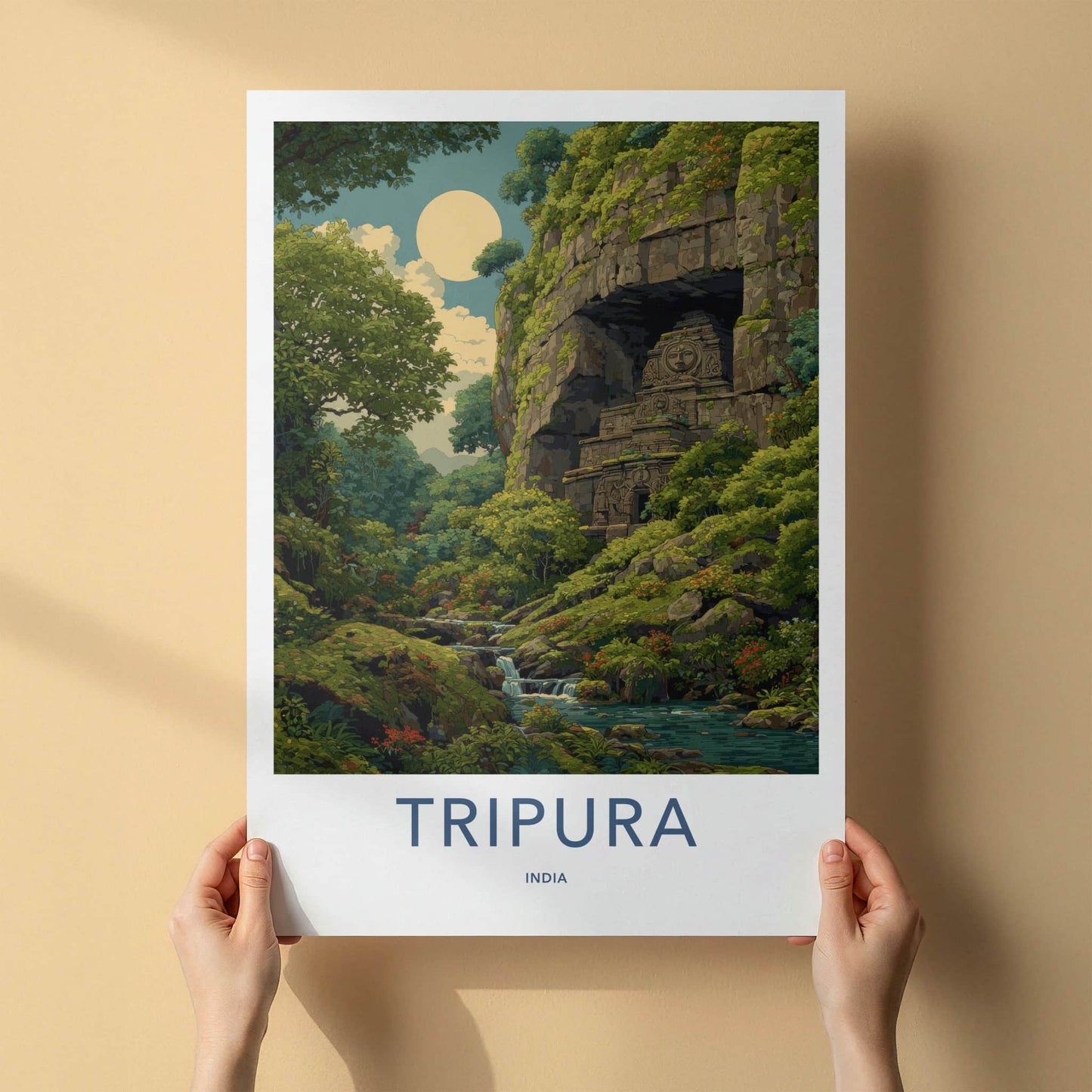 Tripura Poster - India Art Print - Ancient Unakoti Sculptures Tripura Home Decor