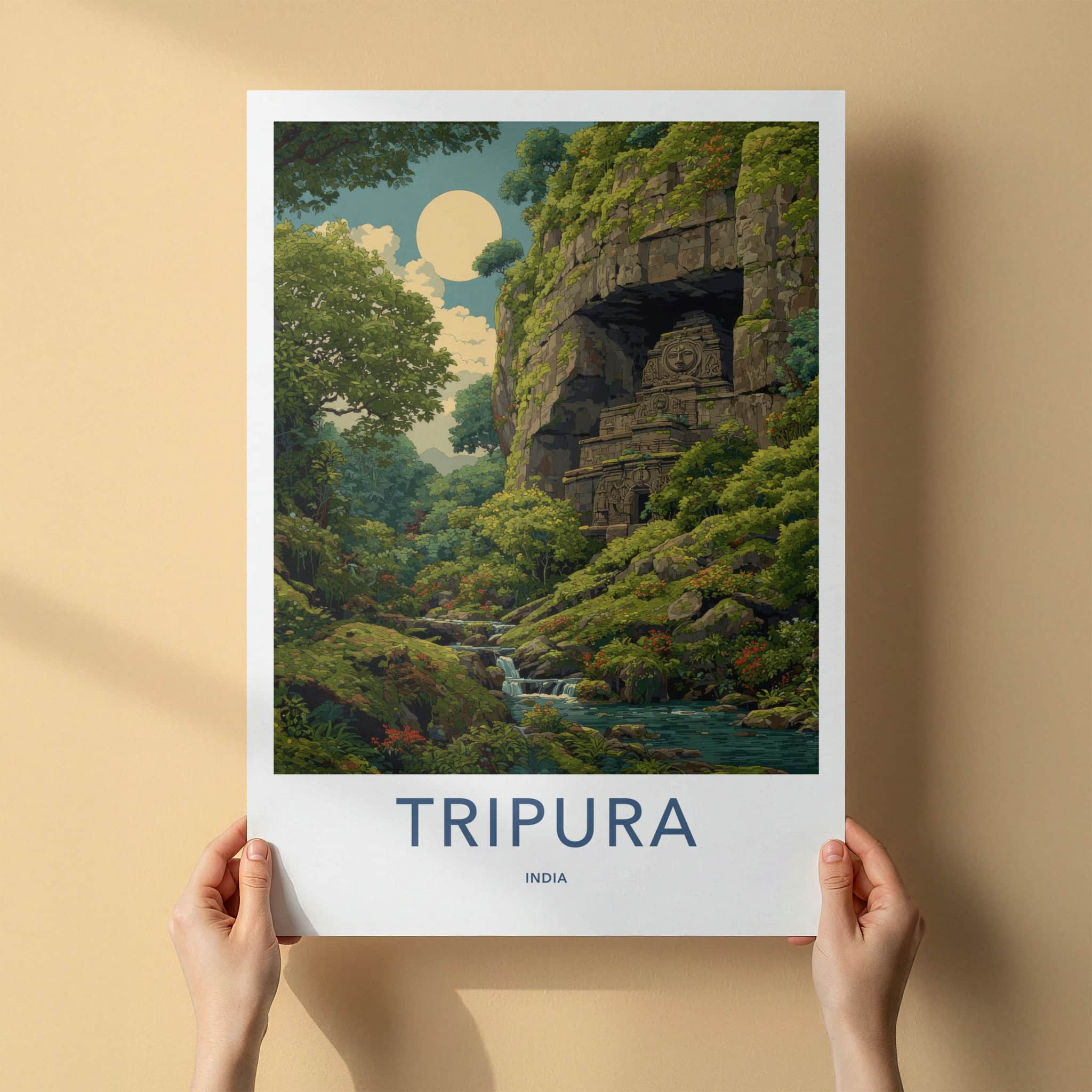 Tripura Poster - India Art Print - Ancient Unakoti Sculptures Tripura Home Decor
