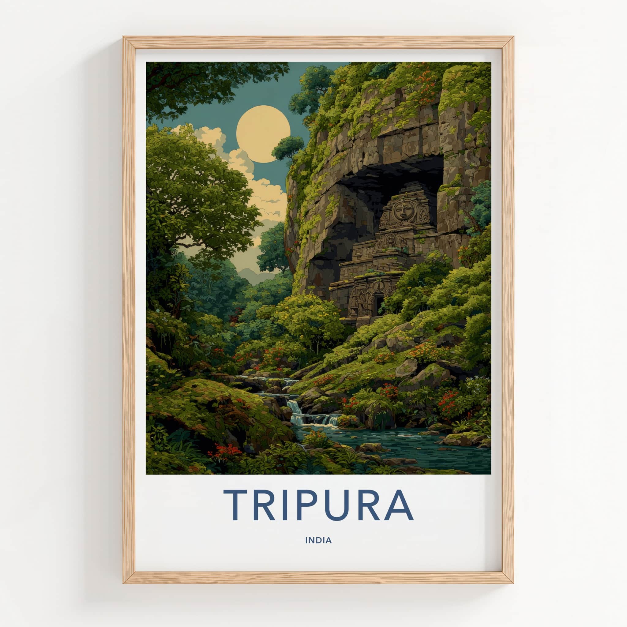 Tripura Poster - India Art Print - Ancient Unakoti Sculptures Tripura Home Decor