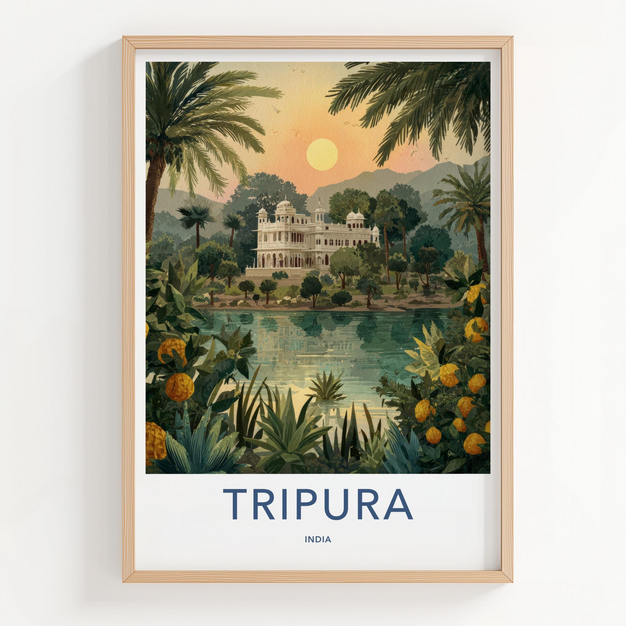 Tripura Poster - India Travel Art - Tripura Lakeside Palace Home Decor