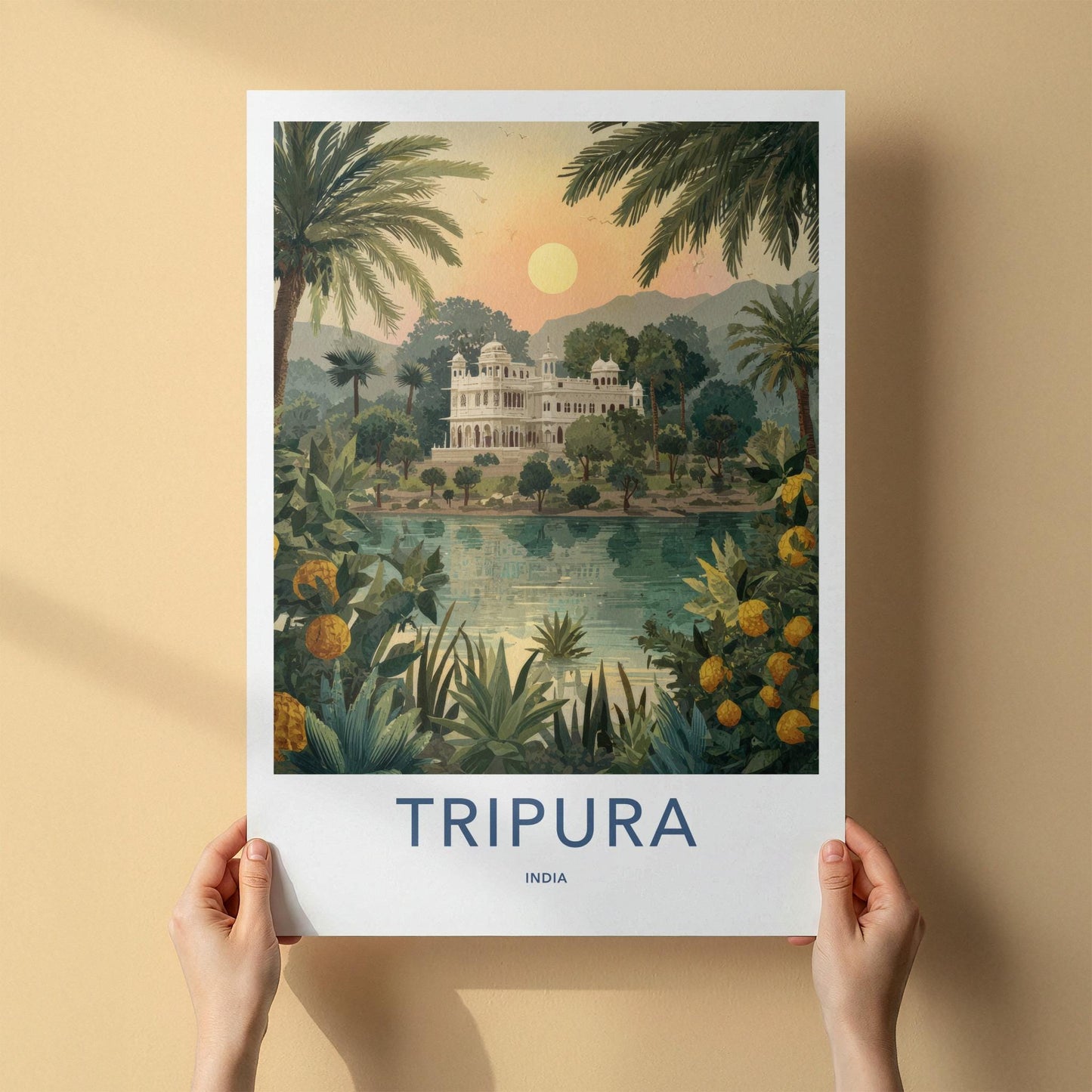 Tripura Poster - India Travel Art - Tripura Lakeside Palace Home Decor