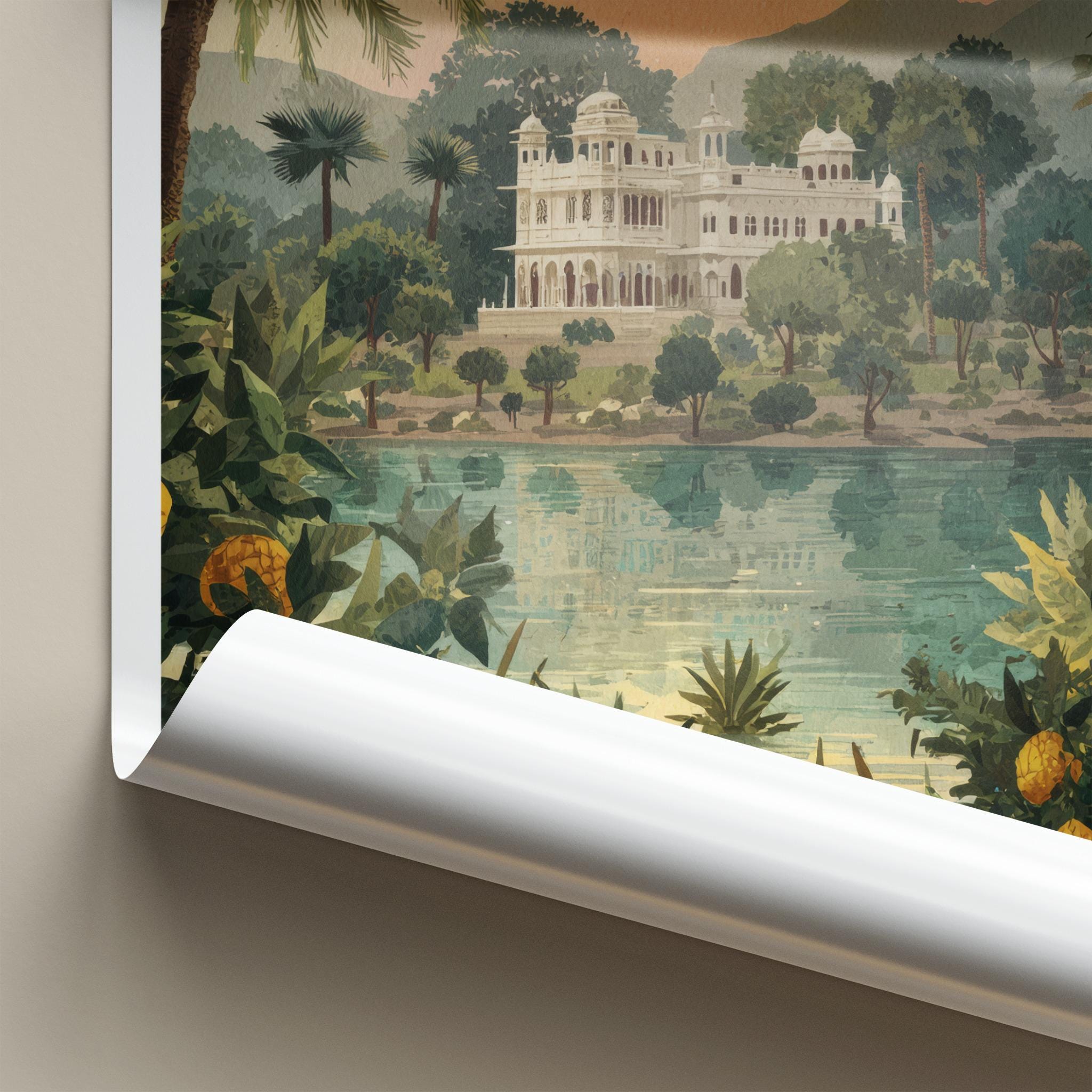 Tripura Poster - India Travel Art - Tripura Lakeside Palace Home Decor